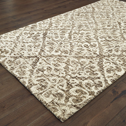 Tallavera Brown Ivory Transitional Floral Indoor Rug