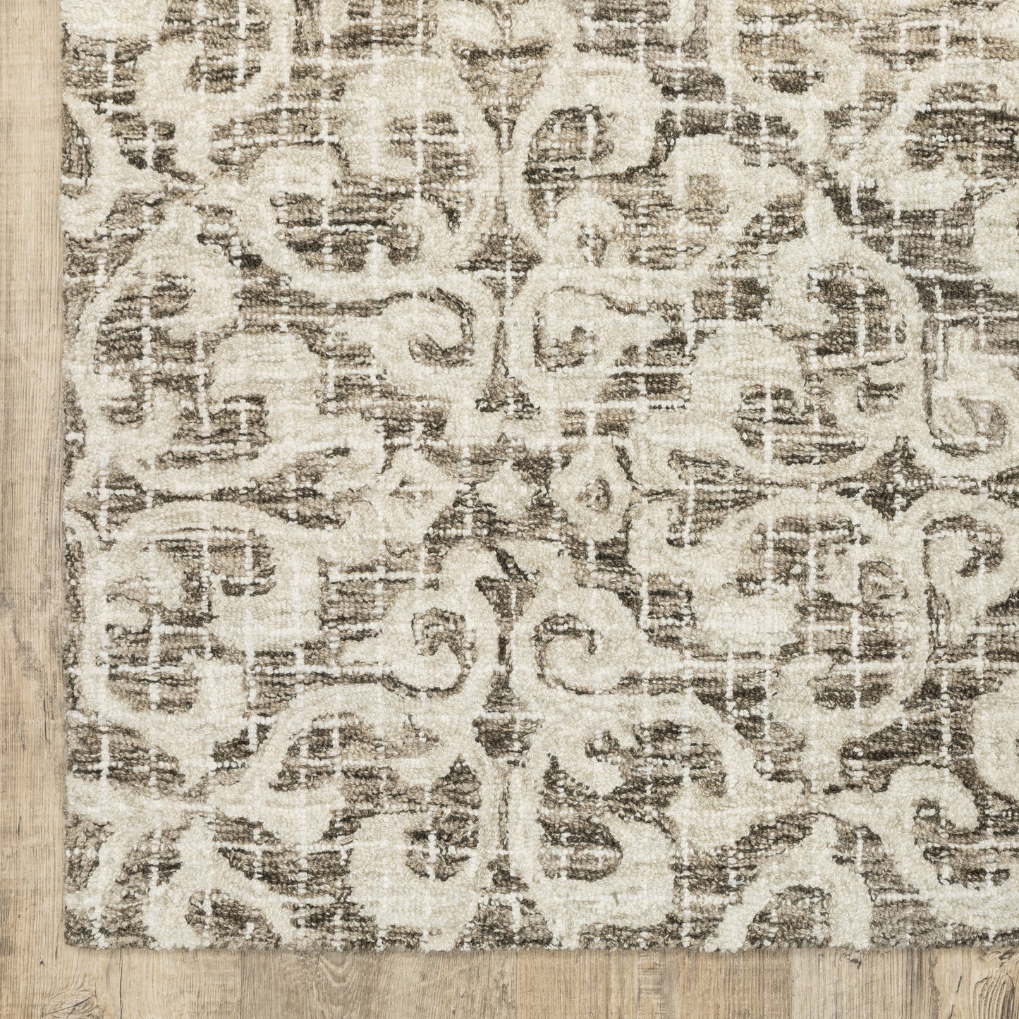 Tallavera Brown Ivory Transitional Floral Indoor Rug