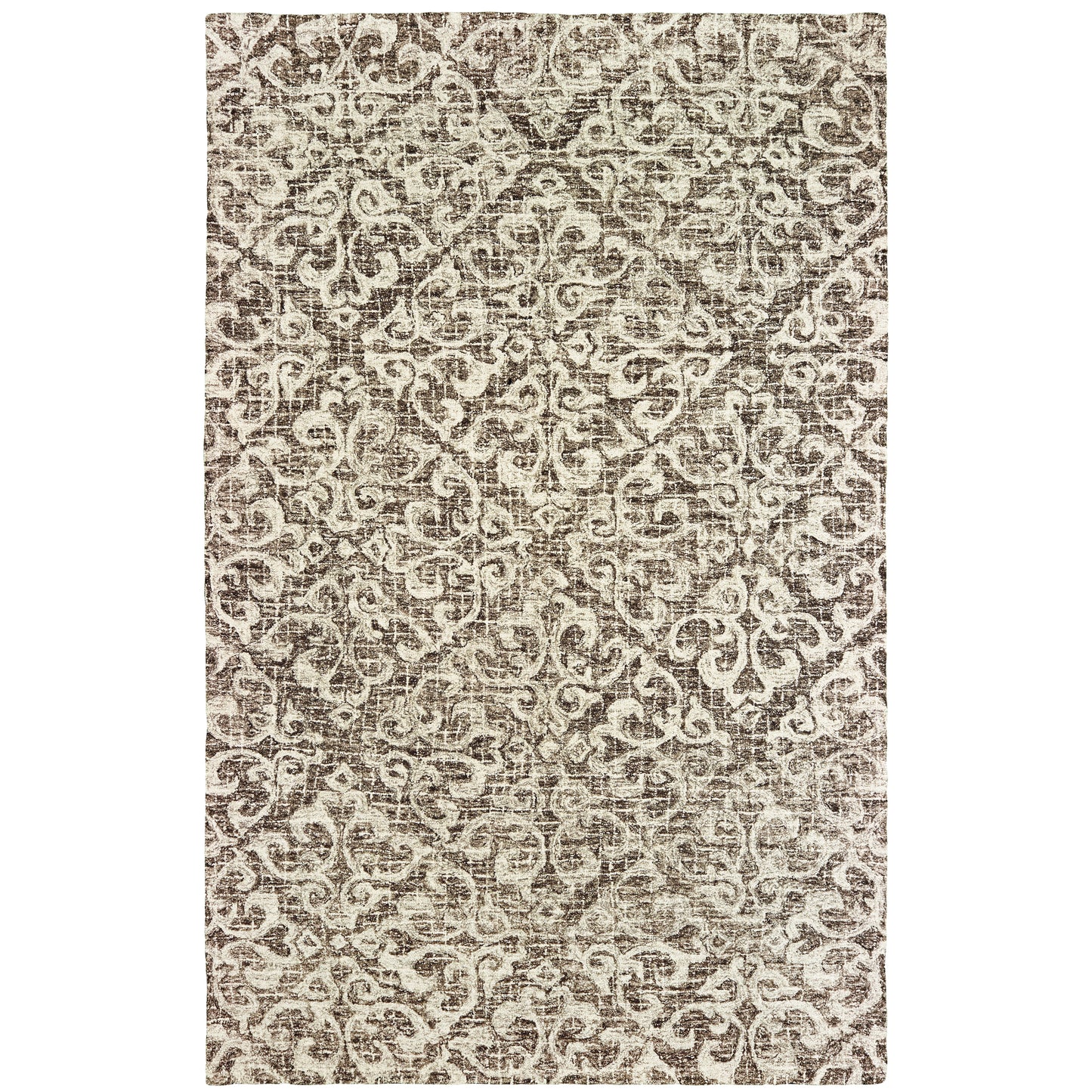 Tallavera Brown Ivory Transitional Floral Indoor Rug