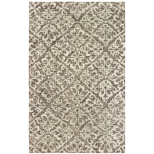 Tallavera Brown Ivory Transitional Floral Indoor Rug