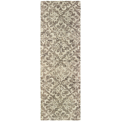 Tallavera Brown Ivory Transitional Floral Indoor Rug