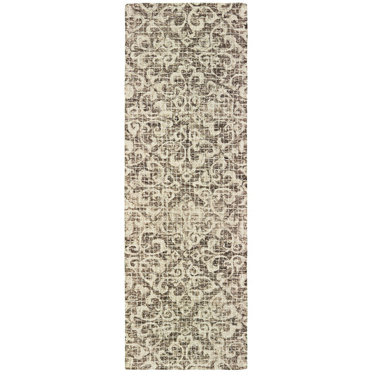 Tallavera Brown Ivory Transitional Floral Indoor Rug