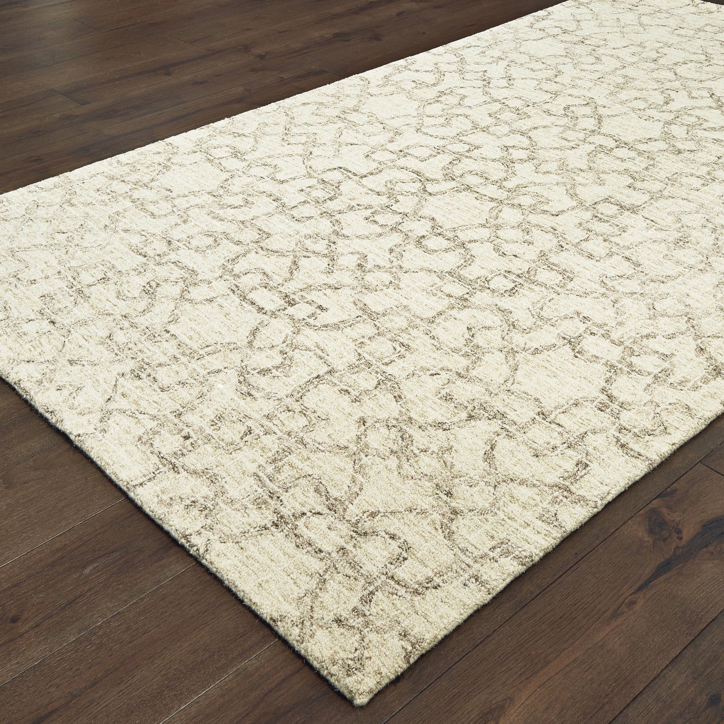 Tallavera Tan Ivory Transitional Geometric Indoor Rug