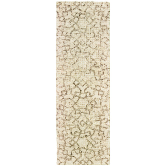 Tallavera Tan Ivory Transitional Geometric Indoor Rug