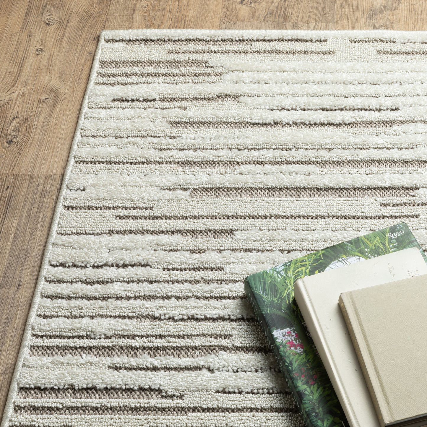 Tangier Ivory Brown Global Striped Indoor Rug