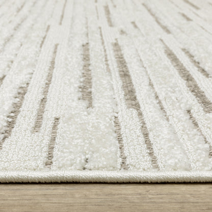 Tangier Ivory Brown Global Striped Indoor Rug