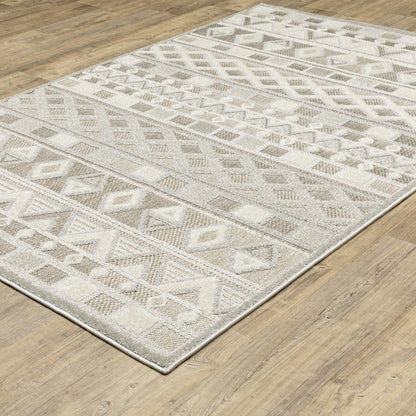 Tangier Beige Grey Global Geometric Indoor Rug