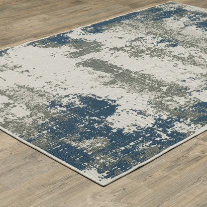 Torrey Light Grey Blue Modern & Contemporary Abstract Indoor/Outdoor Rug