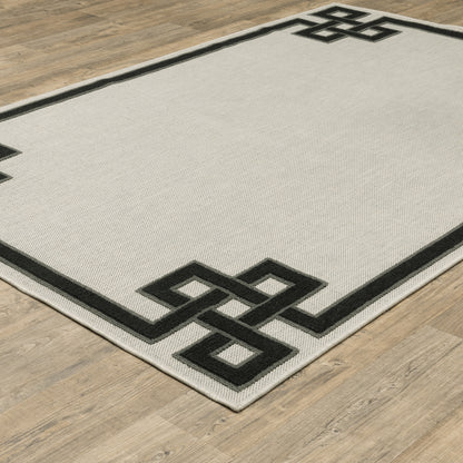 Torrey Light Grey Black Casual Border Indoor/Outdoor Rug