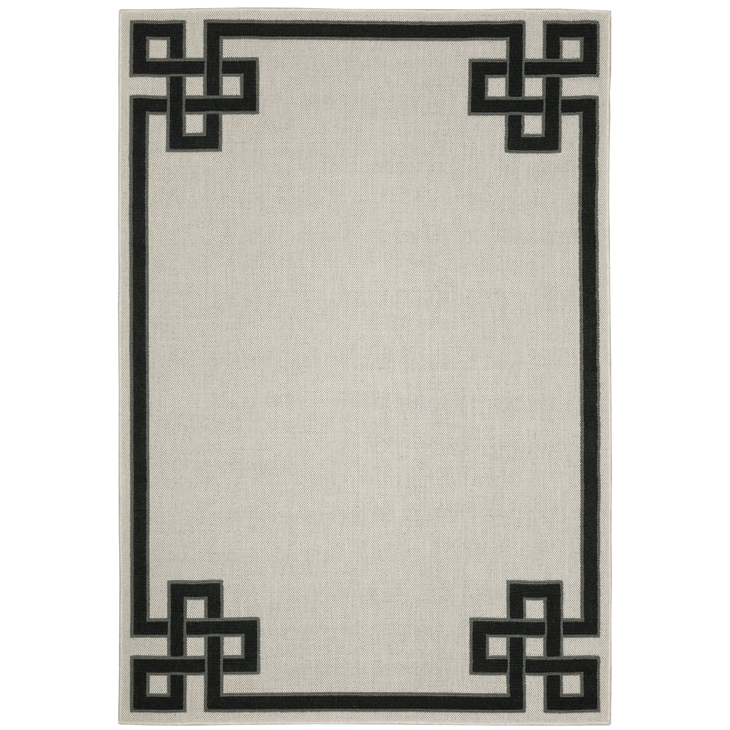 Torrey Light Grey Black Casual Border Indoor/Outdoor Rug