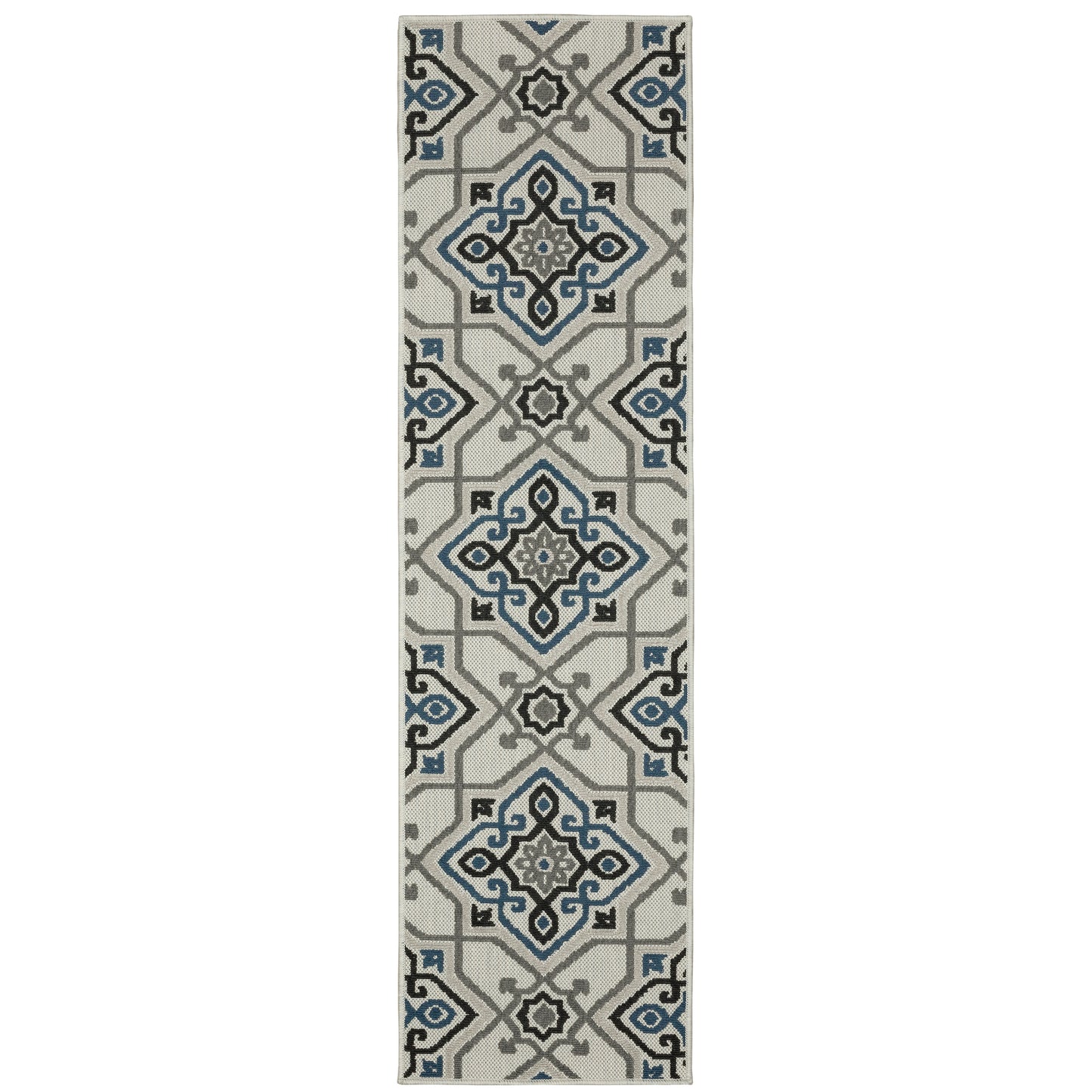 Torrey Light Grey Blue Global Geometric Indoor/Outdoor Rug