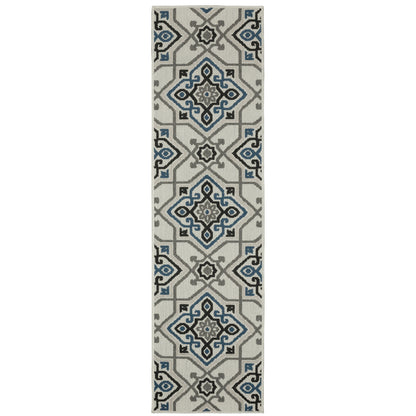 Torrey Light Grey Blue Global Geometric Indoor/Outdoor Rug