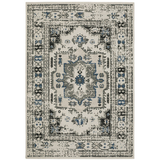 Torrey Light Grey Grey Traditional Oriental Indoor/Outdoor Rug