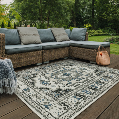 Torrey Light Grey Grey Traditional Oriental Indoor/Outdoor Rug