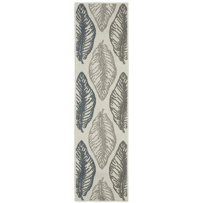 Torrey Light Grey Grey Tropical Botanical Indoor/Outdoor Rug