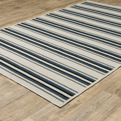 Torrey Light Grey Blue Casual Geometric Indoor/Outdoor Rug