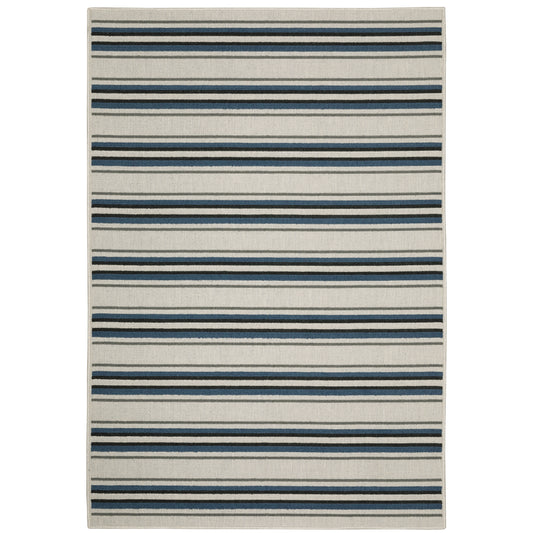 Torrey Light Grey Blue Casual Geometric Indoor/Outdoor Rug