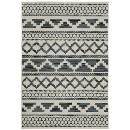 Torrey Light Grey Blue Tribal Geometric Indoor/Outdoor Rug