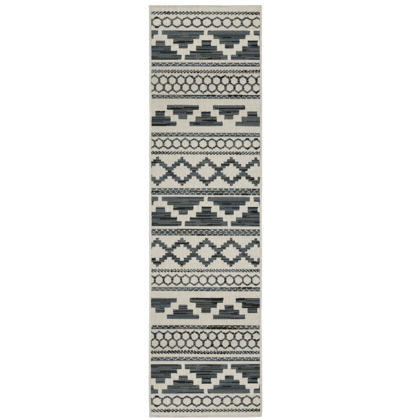 Torrey Light Grey Blue Tribal Geometric Indoor/Outdoor Rug