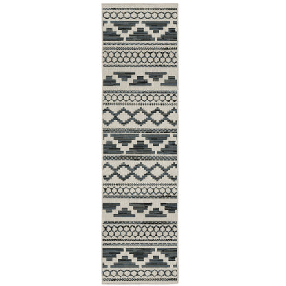 Torrey Light Grey Blue Tribal Geometric Indoor/Outdoor Rug