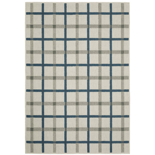 Torrey Light Grey Blue Casual Geometric Indoor/Outdoor Rug