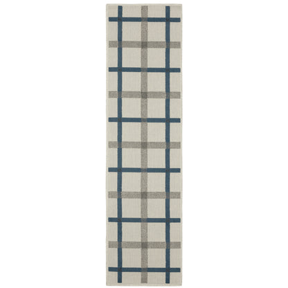 Torrey Light Grey Blue Casual Geometric Indoor/Outdoor Rug