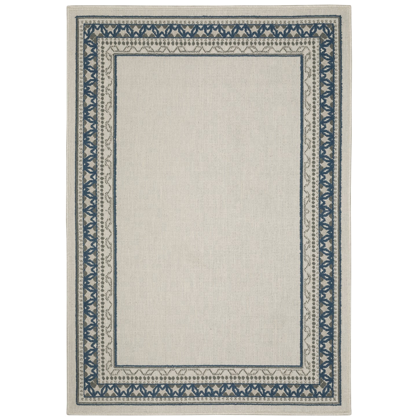 Torrey Light Grey Blue Traditional Border Indoor/Outdoor Rug