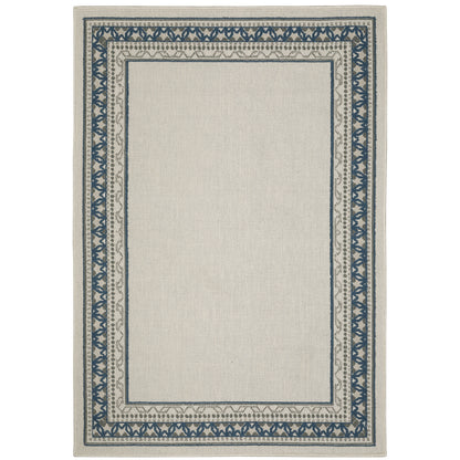 Torrey Light Grey Blue Traditional Border Indoor/Outdoor Rug