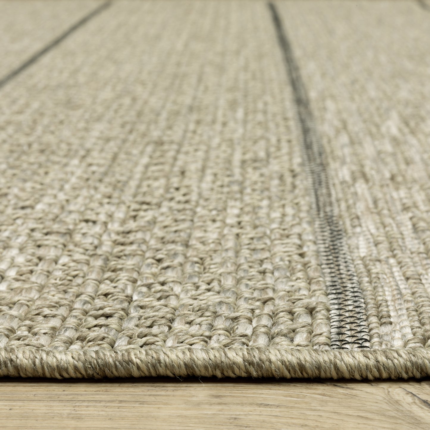 Tortuga Tan Beige Casual Striped Ulimate Performance - Indoor/Outdoor Rug