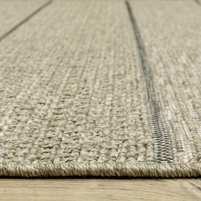 Tortuga Tan Beige Casual Striped Ulimate Performance - Indoor/Outdoor Rug