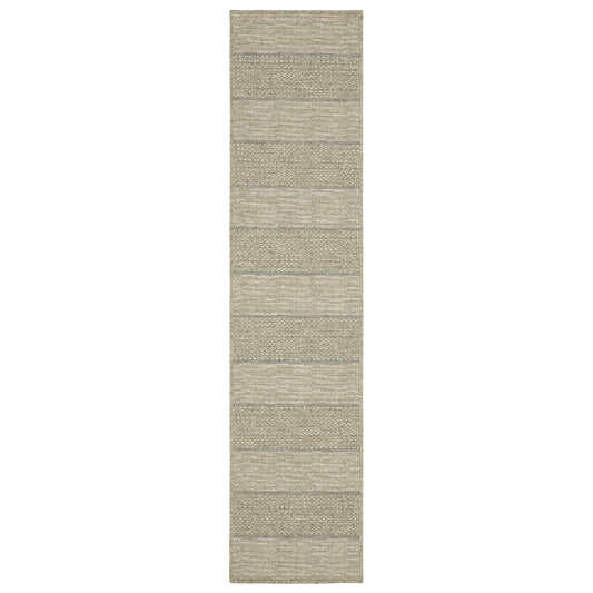 Tortuga Tan Beige Casual Striped Ulimate Performance - Indoor/Outdoor Rug