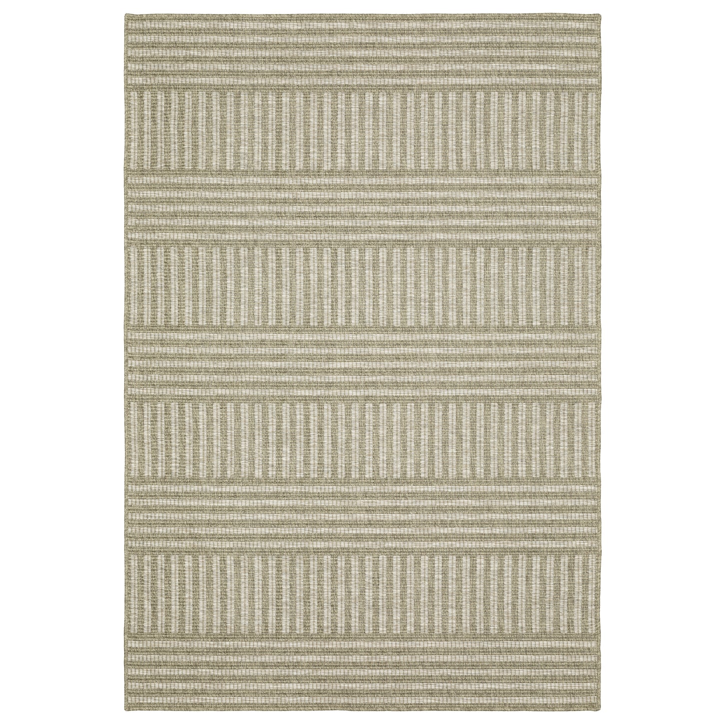 Tortuga Tan Light Brown Casual Striped Ulimate Performance - Indoor/Outdoor Rug