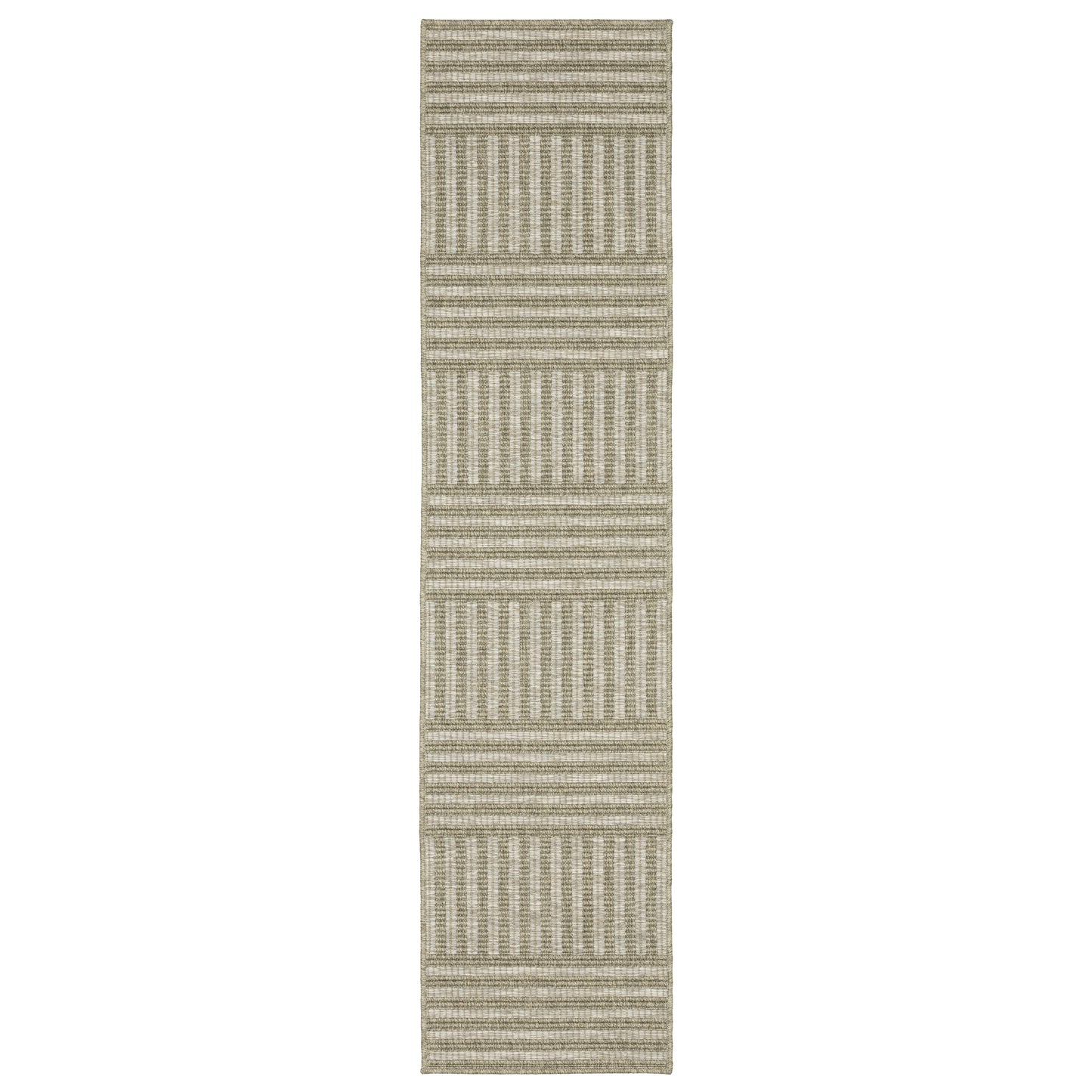 Tortuga Tan Light Brown Casual Striped Ulimate Performance - Indoor/Outdoor Rug