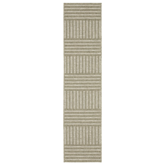 Tortuga Tan Light Brown Casual Striped Ulimate Performance - Indoor/Outdoor Rug