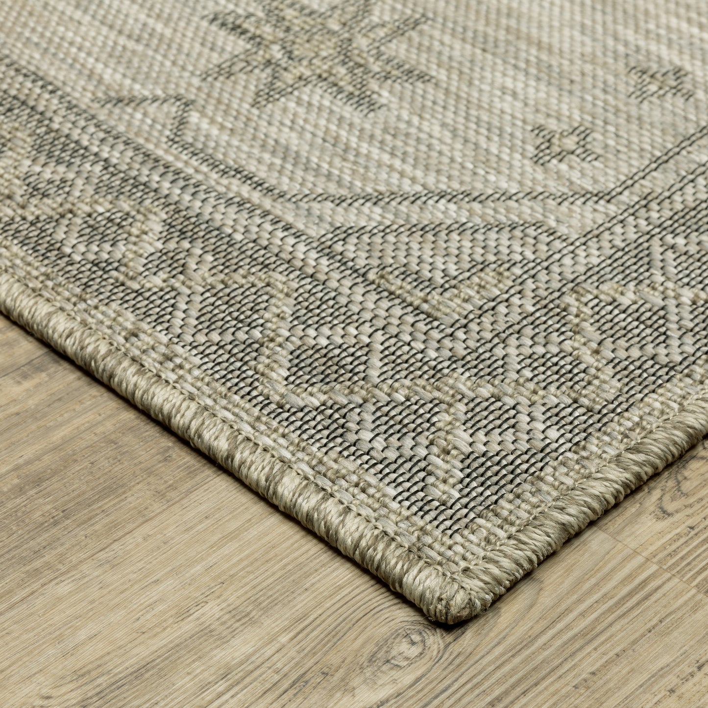 Tortuga Tan Black Traditional Medallion Ulimate Performance - Indoor/Outdoor Rug