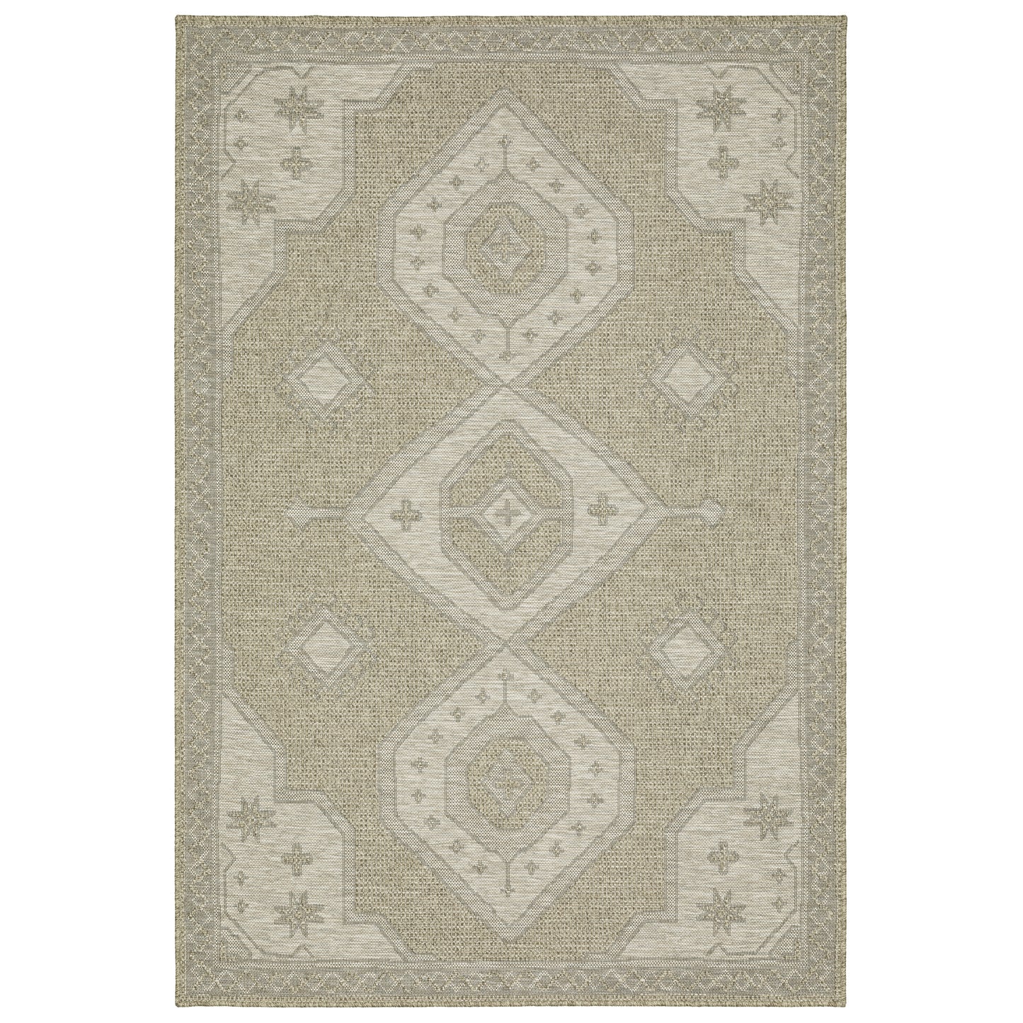 Tortuga Tan Black Traditional Medallion Ulimate Performance - Indoor/Outdoor Rug