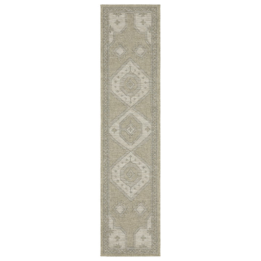 Tortuga Tan Black Traditional Medallion Ulimate Performance - Indoor/Outdoor Rug