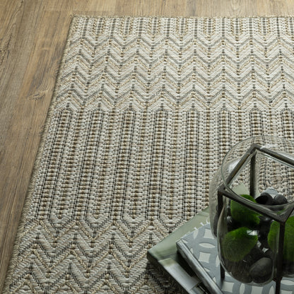 Tortuga Tan Black Casual Geometric Ulimate Performance - Indoor/Outdoor Rug