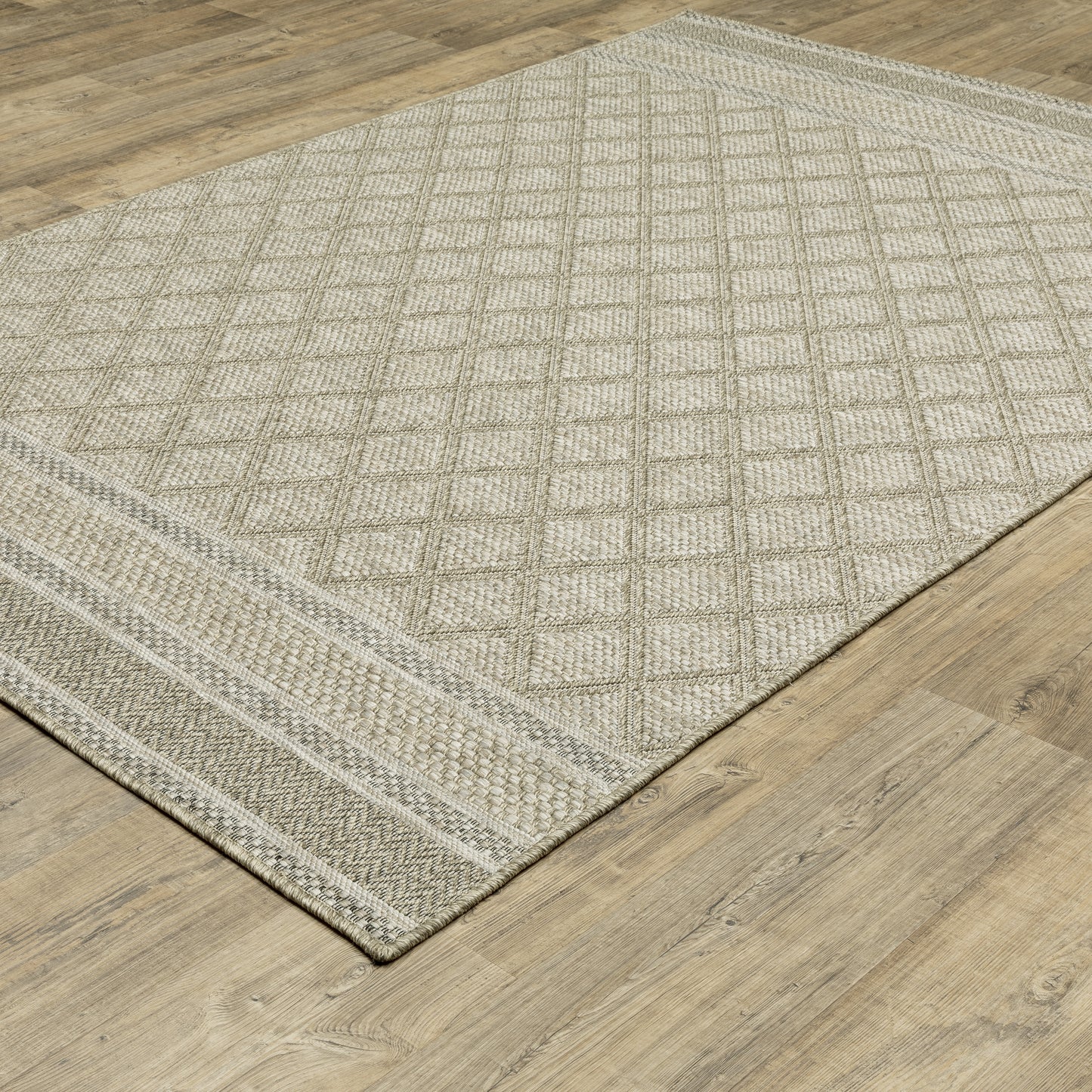 Tortuga Tan Black Casual Lattice Ulimate Performance - Indoor/Outdoor Rug