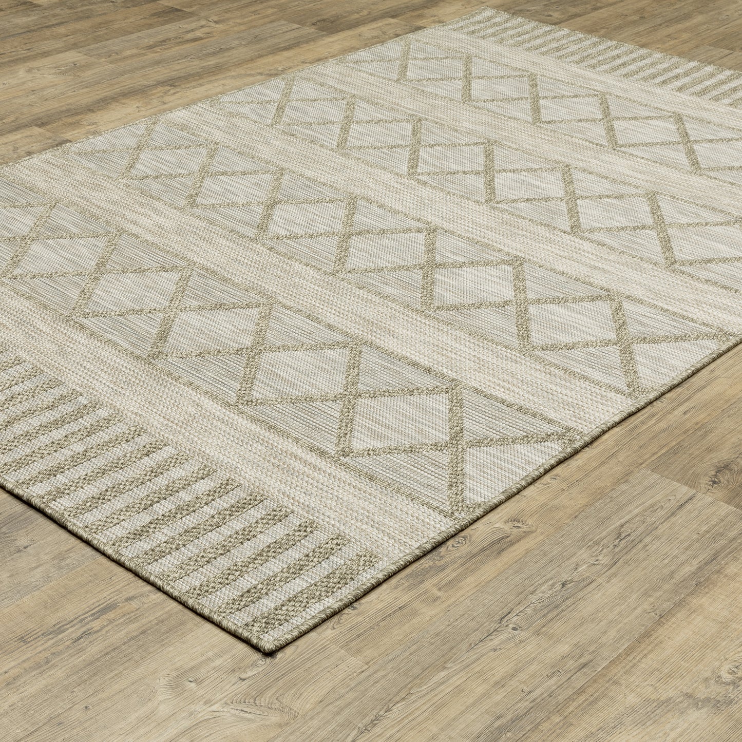 Tortuga Tan Light Brown Casual Lattice Ulimate Performance - Indoor/Outdoor Rug