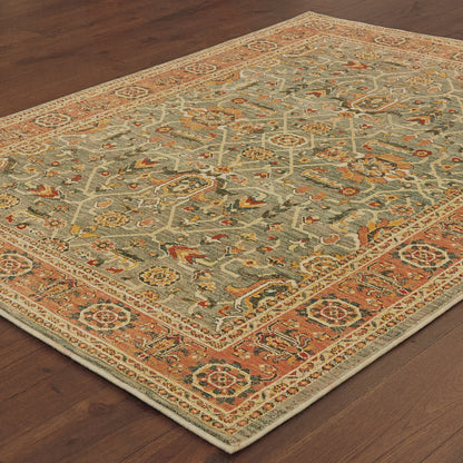 Toscana Blue Orange Traditional Oriental Indoor Rug