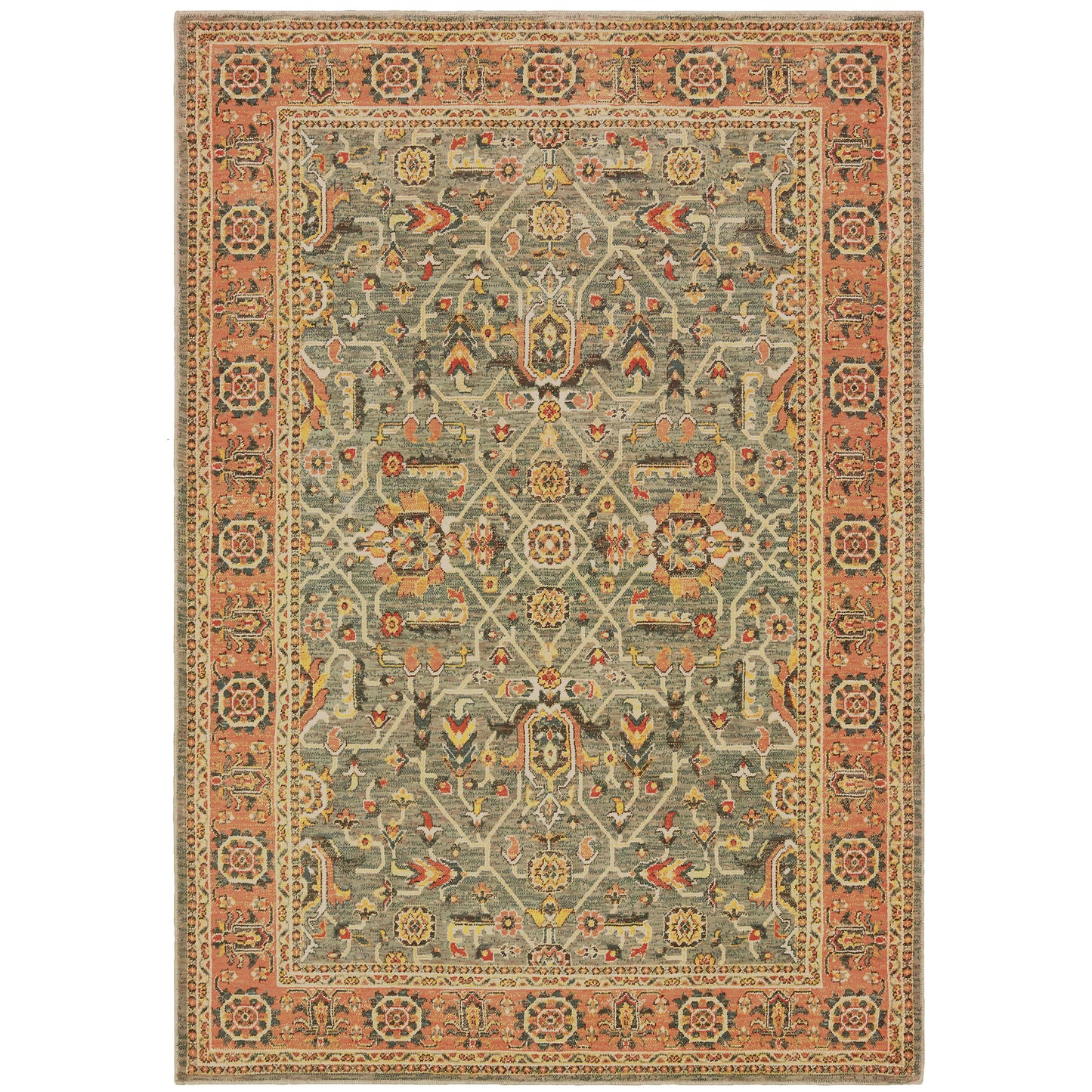 Toscana Blue Orange Traditional Oriental Indoor Rug