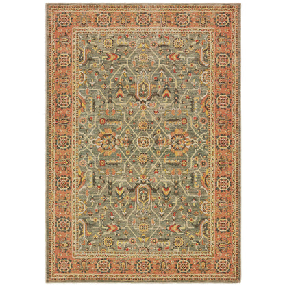 Toscana Blue Orange Traditional Oriental Indoor Rug