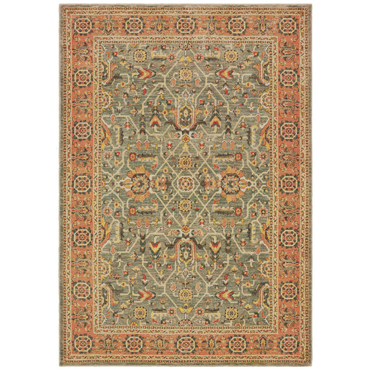 Toscana Blue Orange Traditional Oriental Indoor Rug