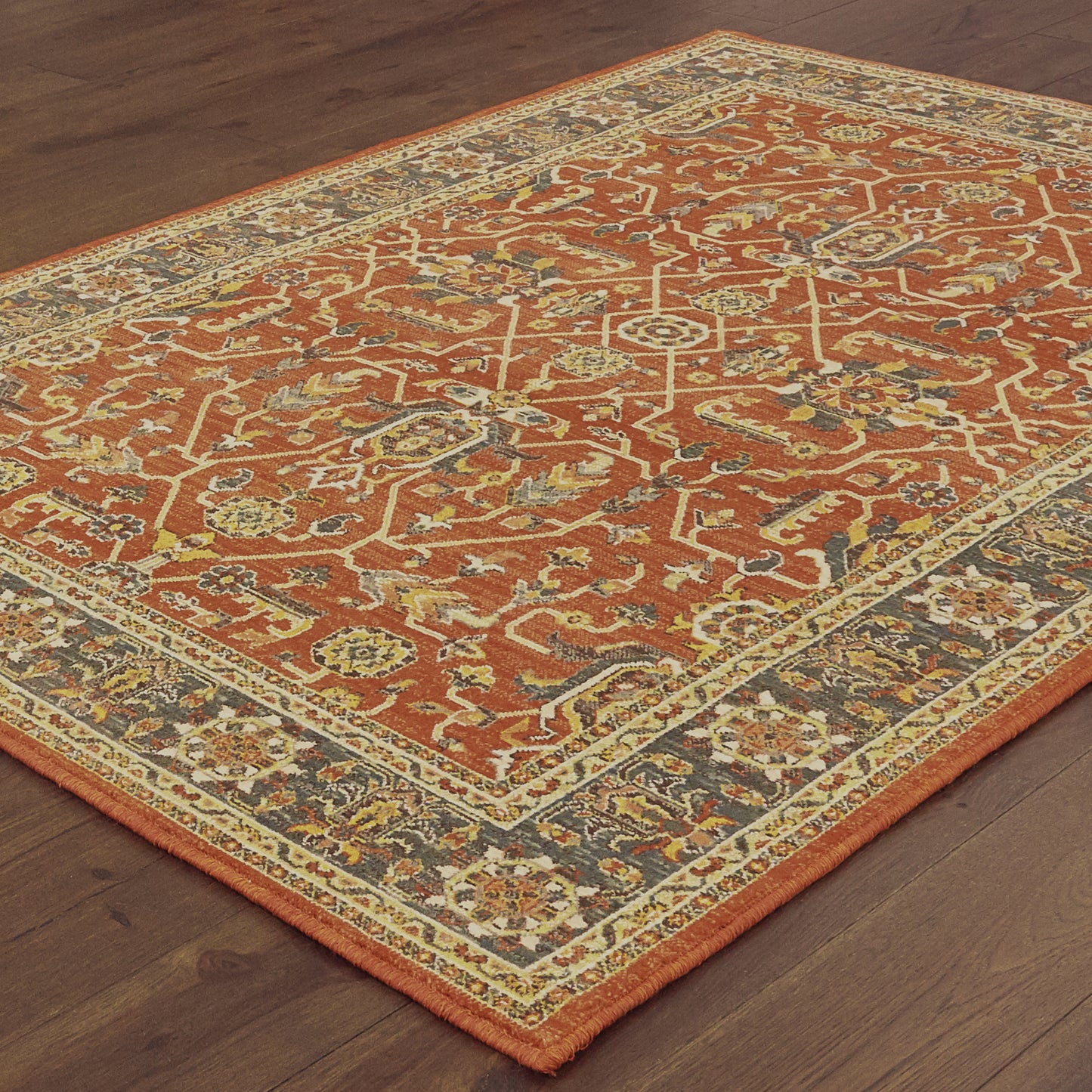 Toscana Orange Blue Traditional Oriental Indoor Rug