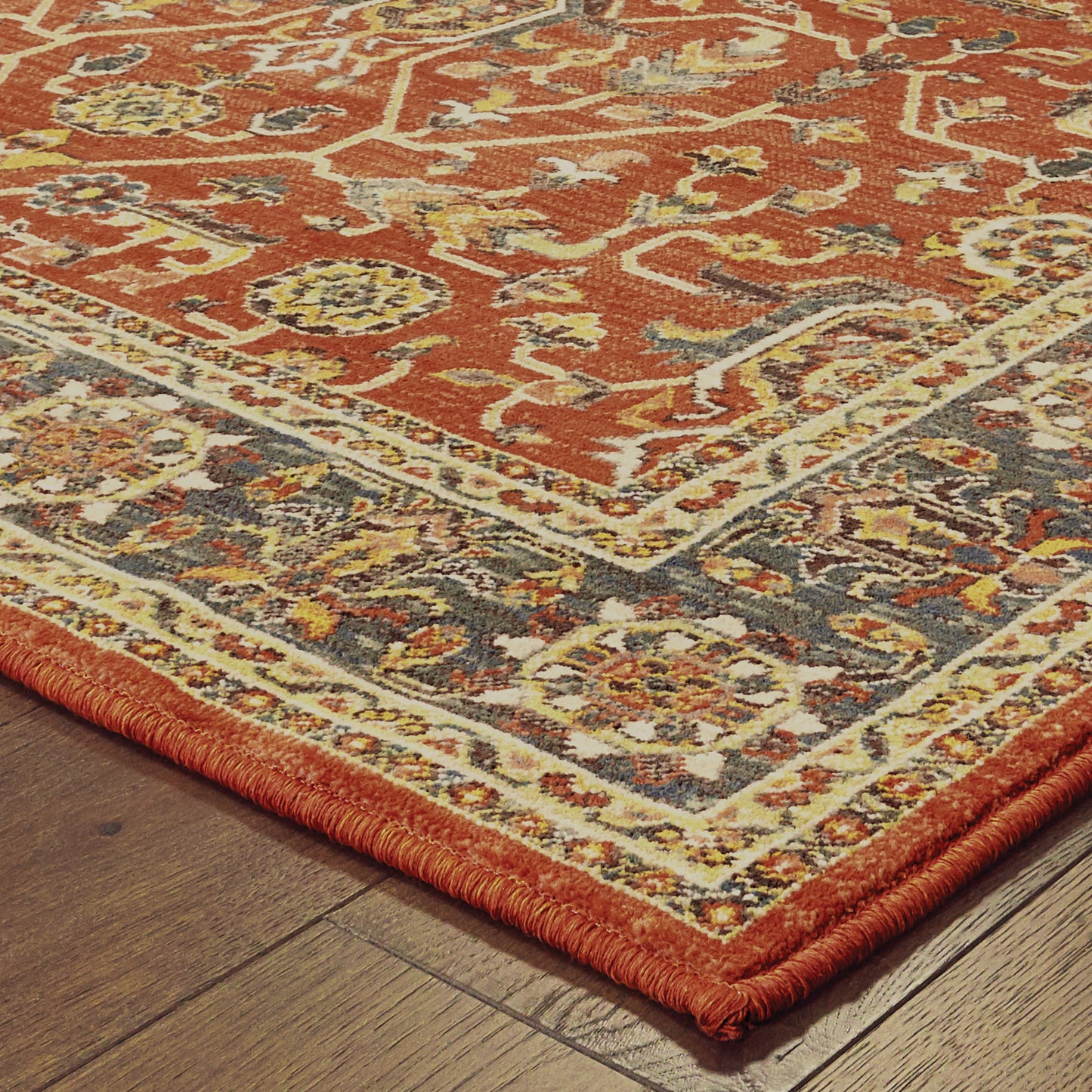 Toscana Orange Blue Traditional Oriental Indoor Rug