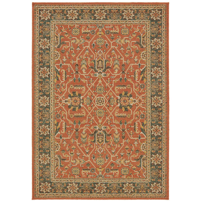 Toscana Orange Blue Traditional Oriental Indoor Rug