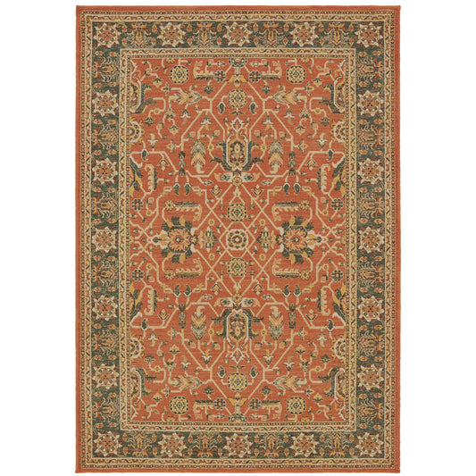 Toscana Orange Blue Traditional Oriental Indoor Rug