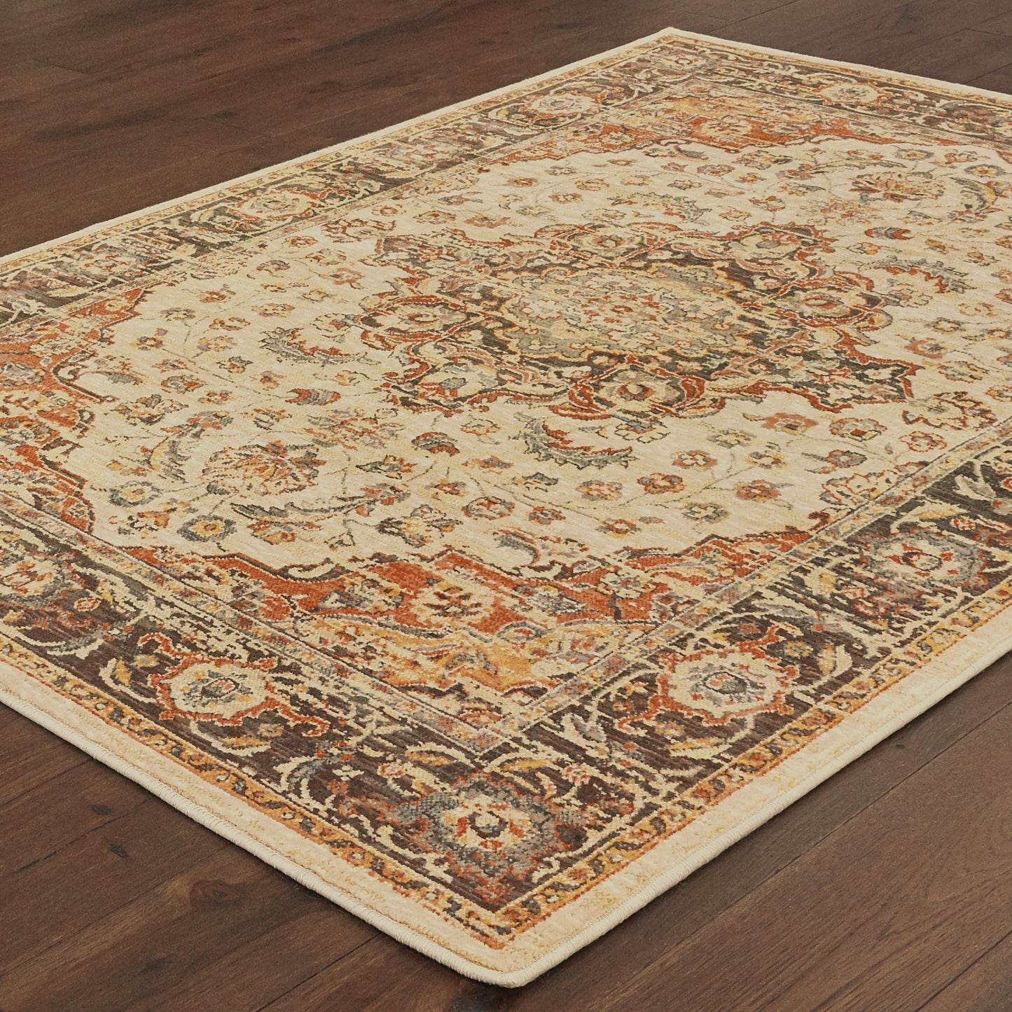 Toscana Ivory Orange Traditional Oriental Indoor Rug