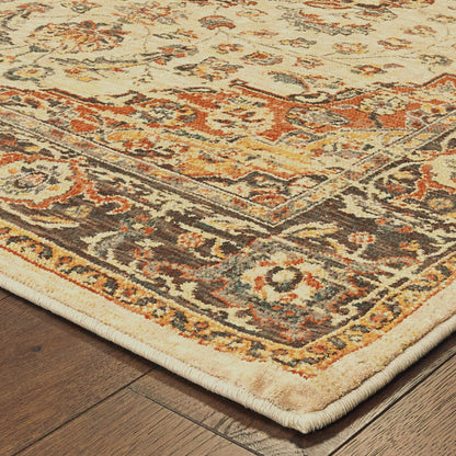 Toscana Ivory Orange Traditional Oriental Indoor Rug